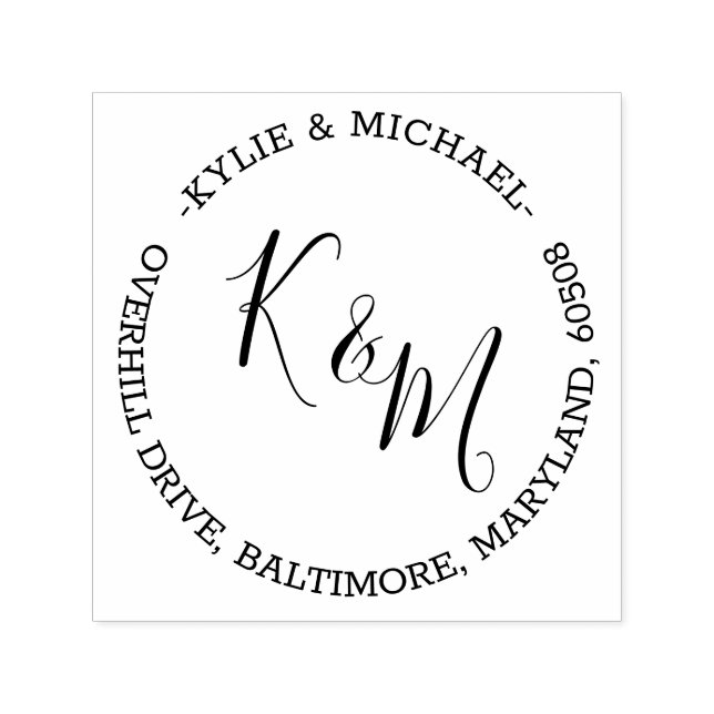 Elegant Modern Script Monogram Family Self-inking Stamp (Design)
