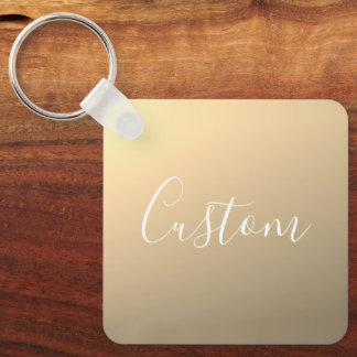 Elegant Modern Script Monogram or Word | Golden Key Ring