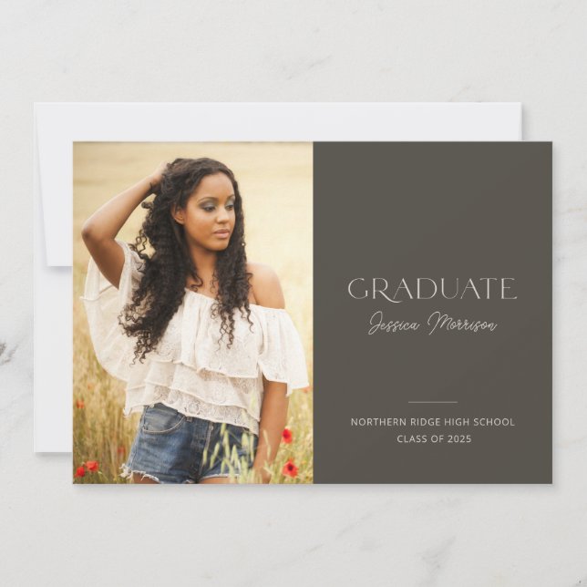Elegant Modern Script Name Photo Graduation Party Invitation (Front)