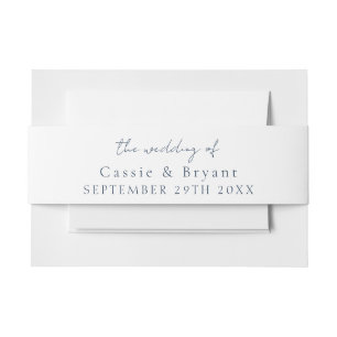 Elegant Modern Script Navy Blue Wedding Invitation Belly Band
