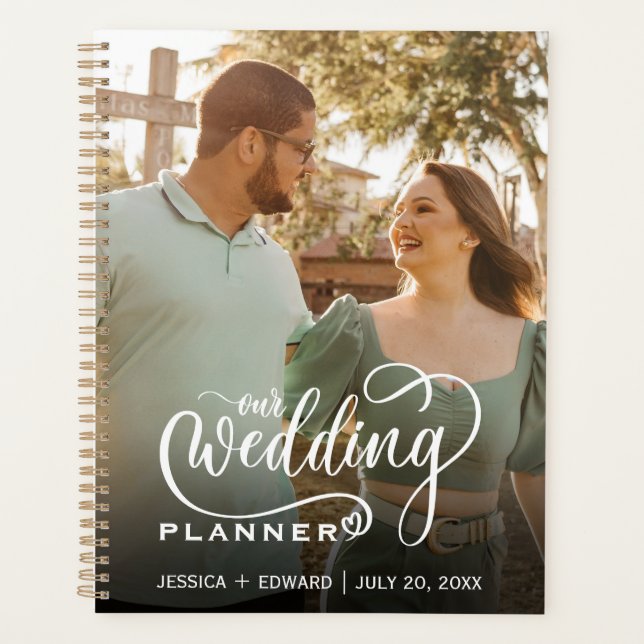 Elegant Modern Script Photo Chic Wedding Organiser (Front)