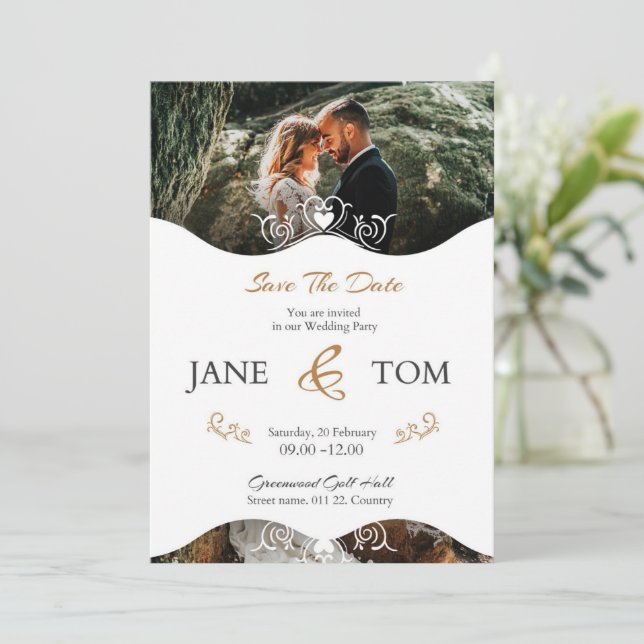 Elegant Modern Script Photo Classic Invitation (Standing Front)