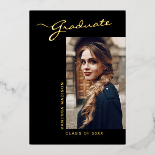 Elegant Modern Script Photo Grad Announcement