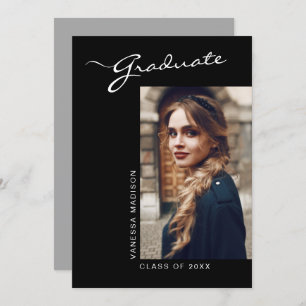 Elegant Modern Script Photo Graduation Announcement
