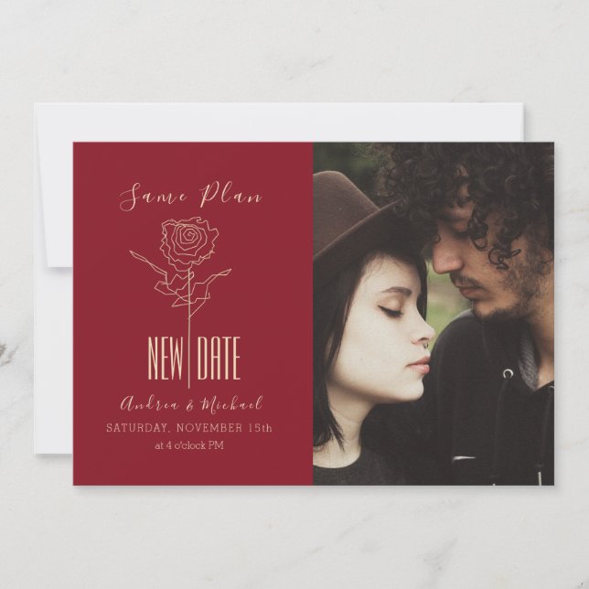 Elegant Modern Script Postponed Wedding Save The Date (Front)