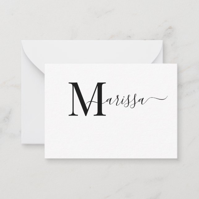 Elegant Modern Script Purple Monogram Name  Card (Front)
