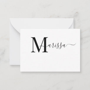 Elegant Modern Script Purple Monogram Name  Card