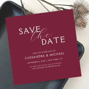 Elegant Modern Script Purple & White Wedding Save The Date