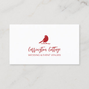 Elegant Modern Script Red Bird Logo. Business Card