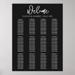 Elegant Modern Script Simple Wedding Seating Chart