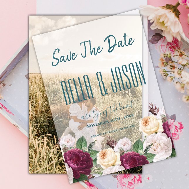 Elegant Modern Script Typography Floral Wedding Vellum Invitations (Elegant Modern Script Typography Floral Wedding Vellum Invitations)