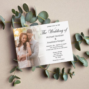 elegant modern script wedding day photo invitation