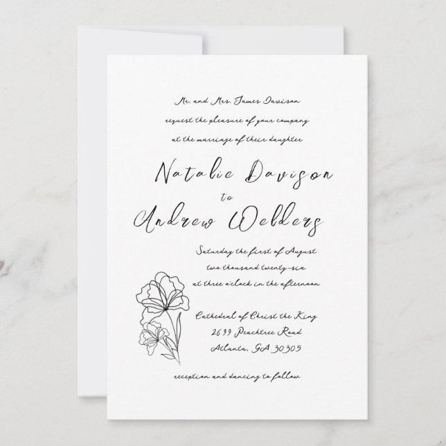 Elegant Modern Script Wedding Invitation (Front)