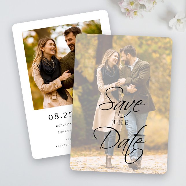 Elegant Modern Script Wedding Photo Save The Date (Creator Uploaded)