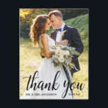 Elegant Modern Script Wedding Photo Thank You Postcard<br><div class="desc">Elegant Modern Calligraphy Script Wedding Couple Photo Thank You Postcard</div>
