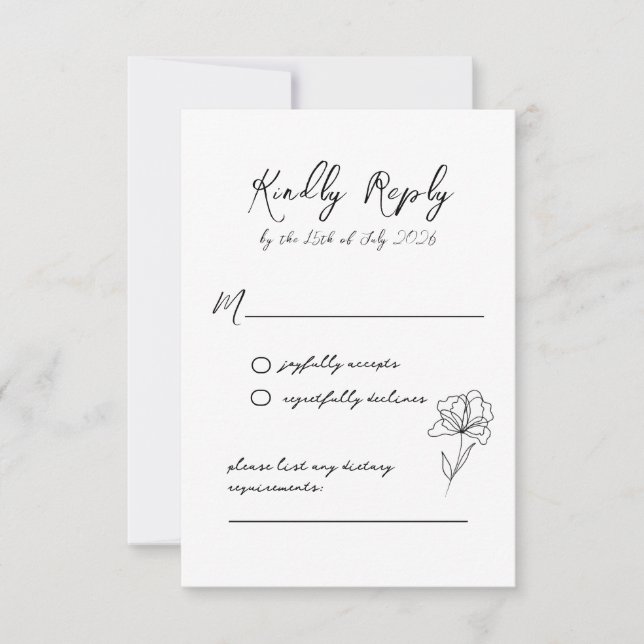 Elegant Modern Script Wedding Response Card (Front)