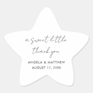 Elegant Modern Script Wedding Thank You Star Sticker