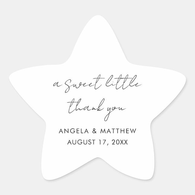 Elegant Modern Script Wedding Thank You Star Sticker (Front)