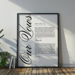 Elegant Modern Script Wedding Vows Poster