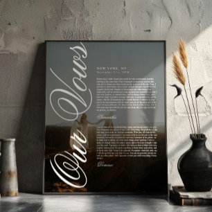 Elegant Modern Script Wedding Vows w/ Photo Poster