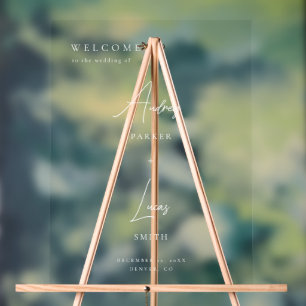 Elegant Modern Script Wedding Welcome Acrylic Sign