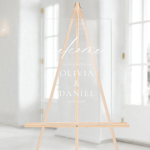 Elegant Modern Script Wedding Welcome Elegant Acrylic Sign