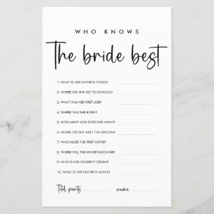 Elegant Modern Script   Who Knows The Bride Best