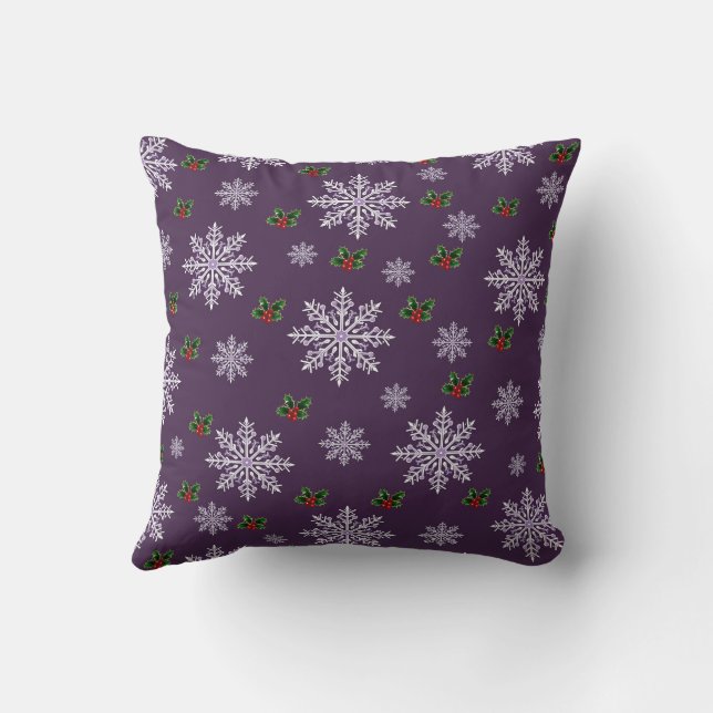 Elegant Modern Seasonal Snowflakes Christmas   Cushion (Back)