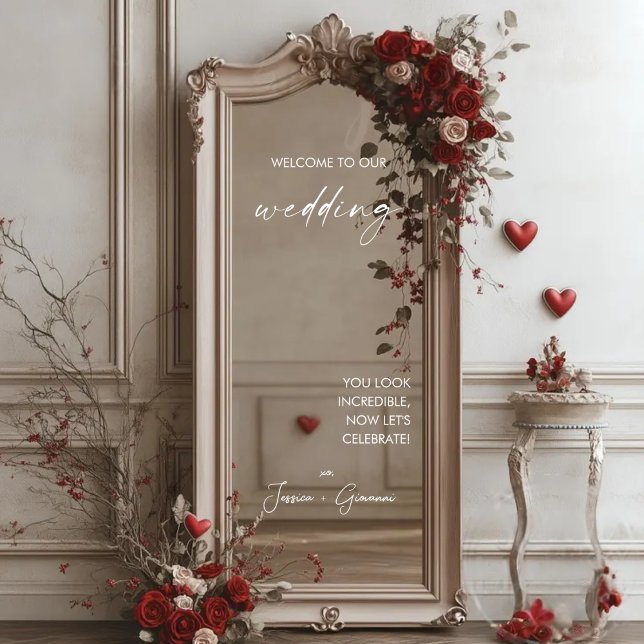 Elegant Modern Selfie Mirror Welcome Wedding Decal (Creator Uploaded)
