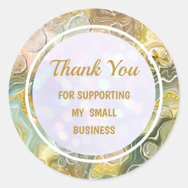 Elegant Modern Shiny Colourful Liquid Thank You Classic Round Sticker (Front)