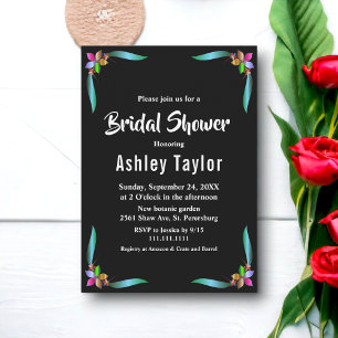 Elegant Modern Shiny Floral Bridal Shower Invitation