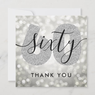 Elegant Modern Silver 60th Birthday Thank You