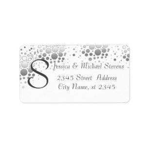 Elegant modern silver confetti monogram wedding label