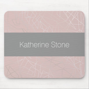 Elegant modern silver geometric triangles pink mouse pad