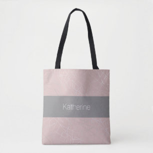 Elegant modern silver geometric triangles pink tote bag