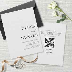 Elegant Modern Silver Grey Wedding All-in-one Invitation