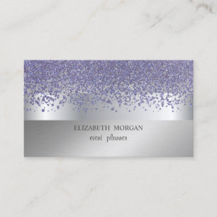 Elegant Modern,Silver Stripe Violet Diamonds Business Card