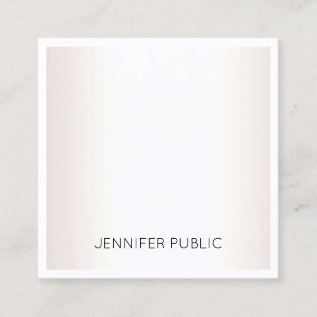 Elegant Modern Simpl Faux Silver Plain Chic Luxury Square Business Card (Front)