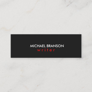Elegant Modern Simple Black RED Minimalist Mini Business Card