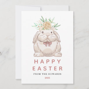 Elegant Modern Simple Bunny Happy Easter Photo Holiday Card