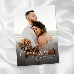 Elegant Modern Simple Chic 2 Photos Wedding Thank You Card