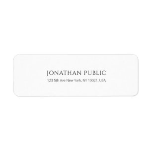 Elegant Modern Simple Design White Return Address Return Address Label
