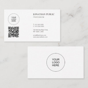 Elegant Modern Simple Design With Logo And QR Code Business Card
