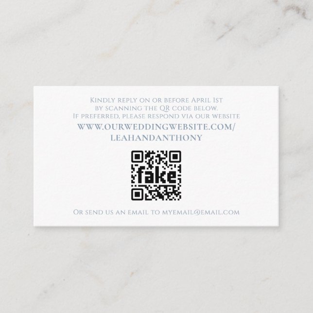 Elegant Modern Simple Dusty Blue QR Code Enclosure Card (Front)