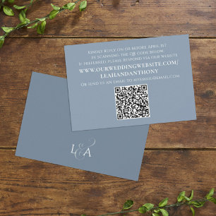 Elegant Modern Simple Dusty Blue QR Code RSVP Card