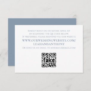 Elegant Modern Simple Dusty Blue QR Code RSVP Card