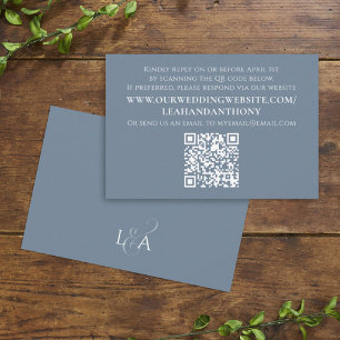 Elegant Modern Simple Dusty Blue QR Code Website Enclosure Card