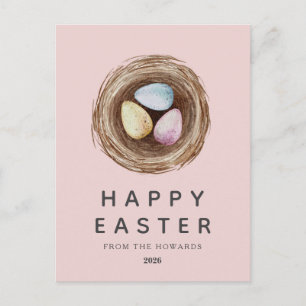 Elegant Modern Simple Easter Eggs   Happy Easter Holiday Postcard