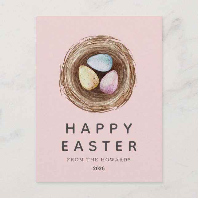 Elegant Modern Simple Easter Eggs | Happy Easter Holiday Postcard (Front)