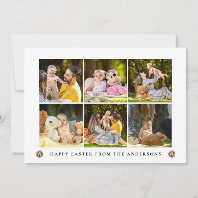 Elegant Modern Simple Eggs Happy Easter Photo Holiday Card (Front)